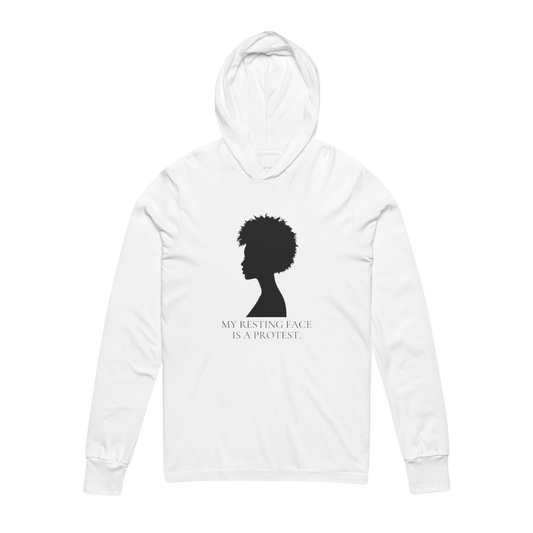“My Resting Face is a Protest.” Lightweight Hooded Tee – Grown & Known Collection